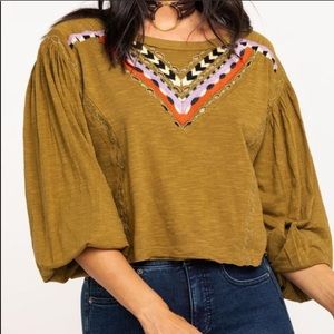 Free people hand me down embroidered top large